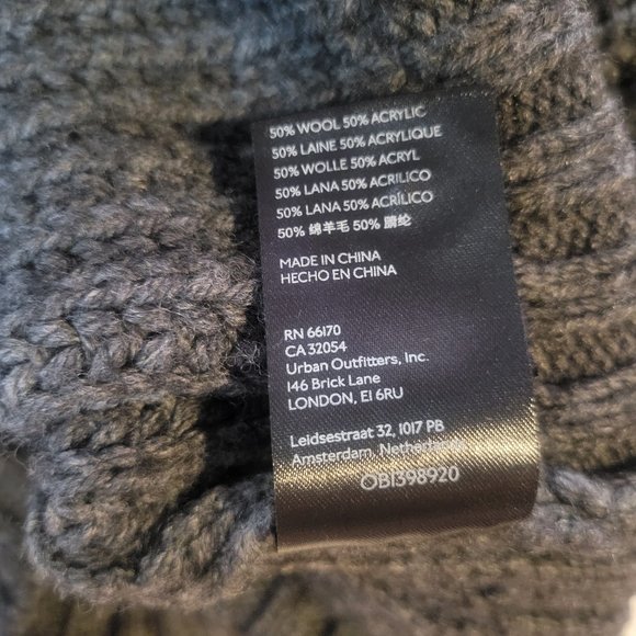 Anthropologie Deep V Cardigan Sweater Button Gray Carbon Oversized Chunky Knit - Picture 12 of 12